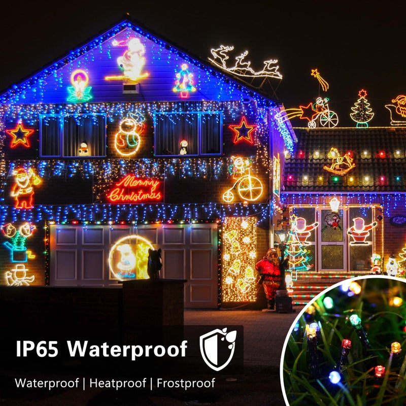 Toodour Solar Christmas Lights Outdoor, 2 Packs Total 144ft 400 LED Solar String Lights with 8 Mode, Outdoor Christmas String Light for Garden, Patio, Fence, Balcony, Xmas Tree Decor - Multicolor - Image 4